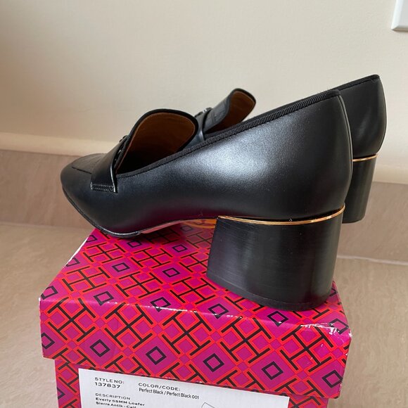 Tory Burch Everly Heeled Loafers – Size 8 | Black Leather | Excellent Condition - Picture 4 of 10